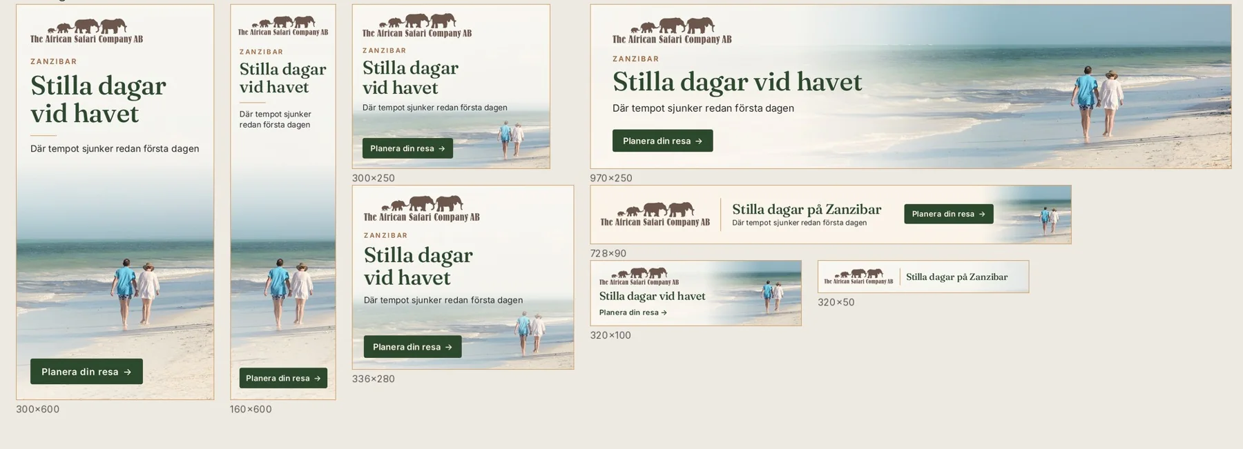 The Zanzibar remarketing ads in eight formats