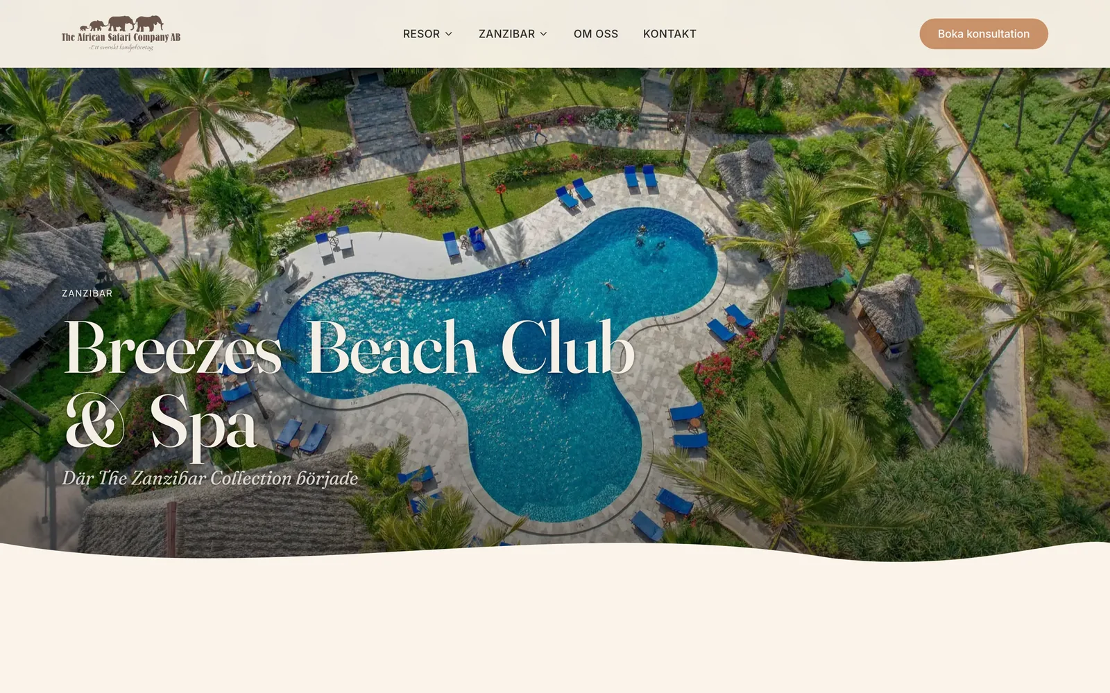 The page about Breezes Beach Club & Spa