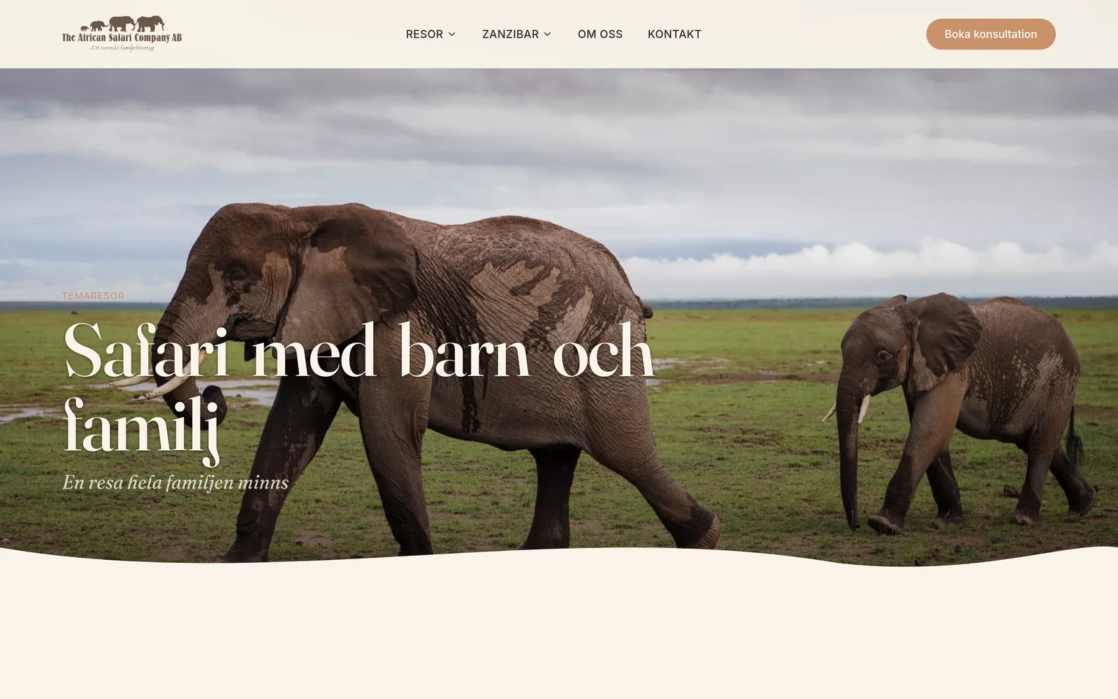 The page about safari with children and family