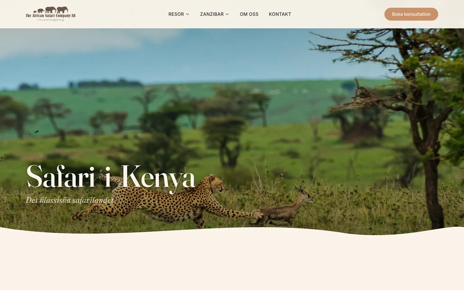 The Kenya page on the new africansafari.se